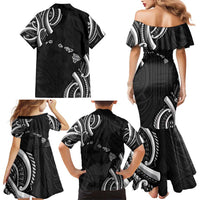 Traditional Art Hawaiian Kakau Tattoos Family Matching Mermaid Dress and Hawaiian Shirt White LT03 - Polynesian Pride