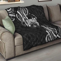 Traditional Art Hawaiian Kakau Tattoos Quilt White - Polynesian Pride