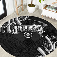 Traditional Art Hawaiian Kakau Tattoos Round Carpet White - Polynesian Pride