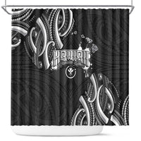 Traditional Art Hawaiian Kakau Tattoos Shower Curtain White - Polynesian Pride