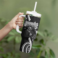 Traditional Art Hawaiian Kakau Tattoos Tumbler With Handle White - Polynesian Pride