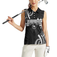 Traditional Art Hawaiian Kakau Tattoos Women Sleeveless Polo Shirt White - Polynesian Pride