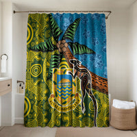 Tuvalu and Australia Together Bathroom Set Tapa Pattern and Aboriginal mix Culture