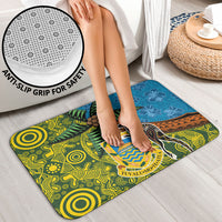Tuvalu and Australia Together Bathroom Set Tapa Pattern and Aboriginal mix Culture