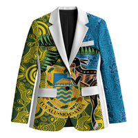 Tuvalu and Australia Together Blazer Tapa Pattern and Aboriginal mix Culture
