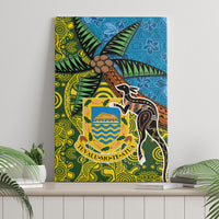 Tuvalu and Australia Together Canvas Wall Art Tapa Pattern and Aboriginal mix Culture