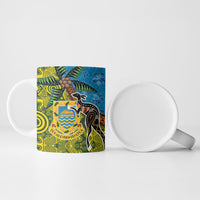 Tuvalu and Australia Together Ceramic Mug Tapa Pattern and Aboriginal mix Culture