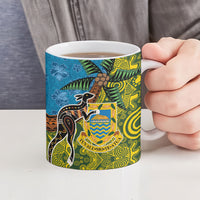 Tuvalu and Australia Together Ceramic Mug Tapa Pattern and Aboriginal mix Culture