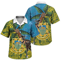 Tuvalu and Australia Together Family Matching Off Shoulder Maxi Dress and Hawaiian Shirt Tapa Pattern and Aboriginal mix Culture