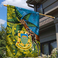 Tuvalu and Australia Together Garden Flag Tapa Pattern and Aboriginal mix Culture