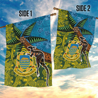 Tuvalu and Australia Together Garden Flag Tapa Pattern and Aboriginal mix Culture