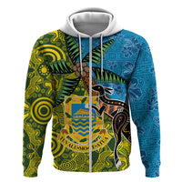 Tuvalu and Australia Together Hoodie Tapa Pattern and Aboriginal mix Culture