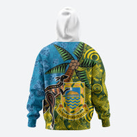 Tuvalu and Australia Together Hoodie Tapa Pattern and Aboriginal mix Culture