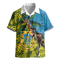 Tuvalu and Australia Together Kid Hawaiian Shirt Tapa Pattern and Aboriginal mix Culture