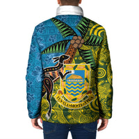 Tuvalu and Australia Together Padded Jacket Tapa Pattern and Aboriginal mix Culture