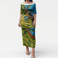 Tuvalu and Australia Together Puletasi Tapa Pattern and Aboriginal mix Culture
