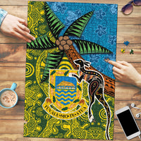 Tuvalu and Australia Together Puzzle Tapa Pattern and Aboriginal mix Culture