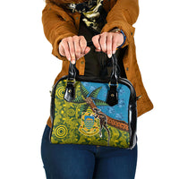 Tuvalu and Australia Together Shoulder Handbag Tapa Pattern and Aboriginal mix Culture