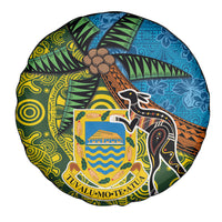 Tuvalu and Australia Together Spare Tire Cover Tapa Pattern and Aboriginal mix Culture