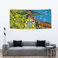 Tuvalu and Australia Together Tapestry Tapa Pattern and Aboriginal mix Culture