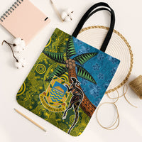 Tuvalu and Australia Together Tote Bag Tapa Pattern and Aboriginal mix Culture