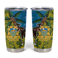 Tuvalu and Australia Together Tumbler Cup Tapa Pattern and Aboriginal mix Culture