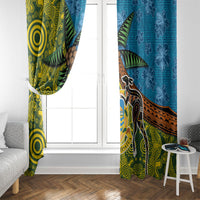 Tuvalu and Australia Together Window Curtain Tapa Pattern and Aboriginal mix Culture