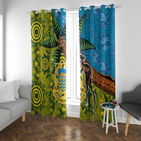Tuvalu and Australia Together Window Curtain Tapa Pattern and Aboriginal mix Culture