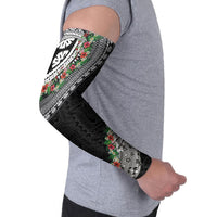 Fiji Hibiscus Arm Sleeves Tapa Masi Motifs with Tropical Plants