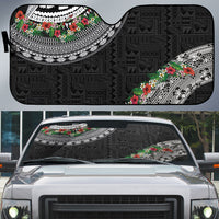 Fiji Hibiscus Auto Sun Shade Tapa Masi Motifs with Tropical Plants