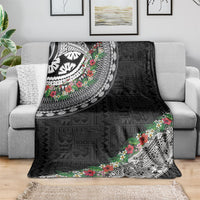 Fiji Hibiscus Blanket Tapa Masi Motifs with Tropical Plants