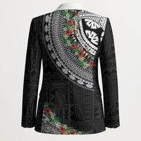 Fiji Hibiscus Blazer Tapa Masi Motifs with Tropical Plants