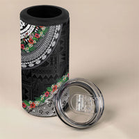 Fiji Hibiscus 4 in 1 Can Cooler Tumbler Tapa Masi Motifs with Tropical Plants