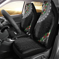 Fiji Hibiscus Car Seat Cover Tapa Masi Motifs with Tropical Plants