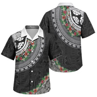 Fiji Hibiscus Family Matching Off Shoulder Maxi Dress and Hawaiian Shirt Tapa Masi Motifs with Tropical Plants