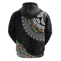 Fiji Hibiscus Hoodie Tapa Masi Motifs with Tropical Plants
