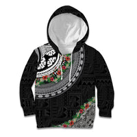 Fiji Hibiscus Kid Hoodie Tapa Masi Motifs with Tropical Plants