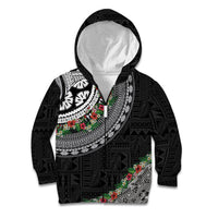 Fiji Hibiscus Kid Hoodie Tapa Masi Motifs with Tropical Plants