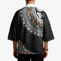 Fiji Hibiscus Kimono Tapa Masi Motifs with Tropical Plants