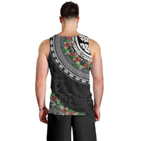 Fiji Hibiscus Men Tank Top Tapa Masi Motifs with Tropical Plants