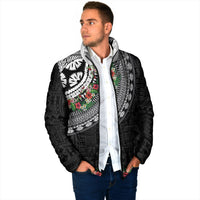Fiji Hibiscus Padded Jacket Tapa Masi Motifs with Tropical Plants