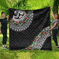 Fiji Hibiscus Quilt Tapa Masi Motifs with Tropical Plants