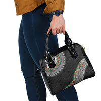 Fiji Hibiscus Shoulder Handbag Tapa Masi Motifs with Tropical Plants