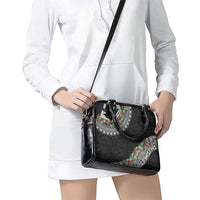 Fiji Hibiscus Shoulder Handbag Tapa Masi Motifs with Tropical Plants