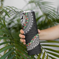 Fiji Hibiscus Skinny Tumbler Tapa Masi Motifs with Tropical Plants