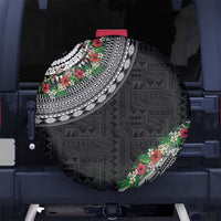 Fiji Hibiscus Spare Tire Cover Tapa Masi Motifs with Tropical Plants