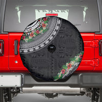 Fiji Hibiscus Spare Tire Cover Tapa Masi Motifs with Tropical Plants