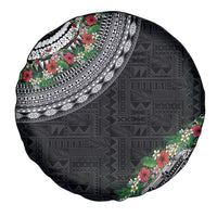 Fiji Hibiscus Spare Tire Cover Tapa Masi Motifs with Tropical Plants