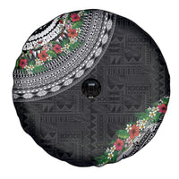 Fiji Hibiscus Spare Tire Cover Tapa Masi Motifs with Tropical Plants