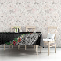 Fiji Hibiscus Tablecloth Tapa Masi Motifs with Tropical Plants